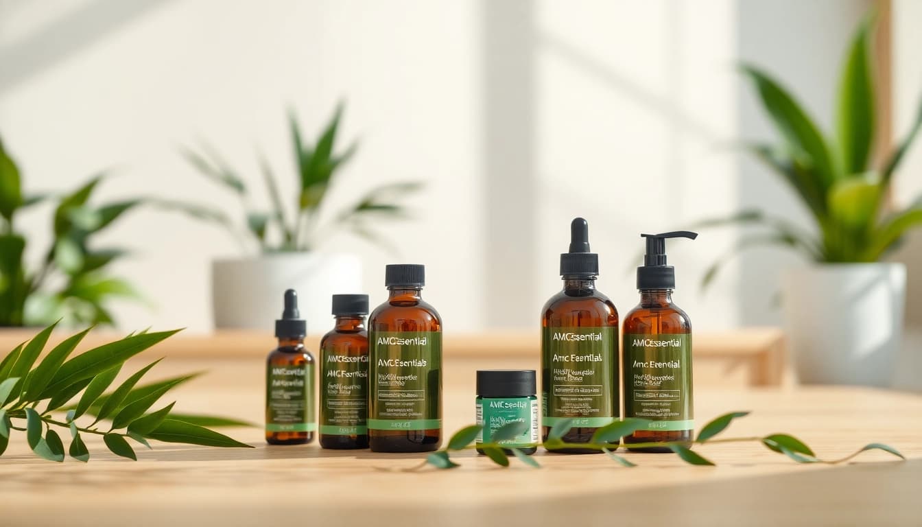 Engaging display of AMC Essentials products in a bright, modern workspace.