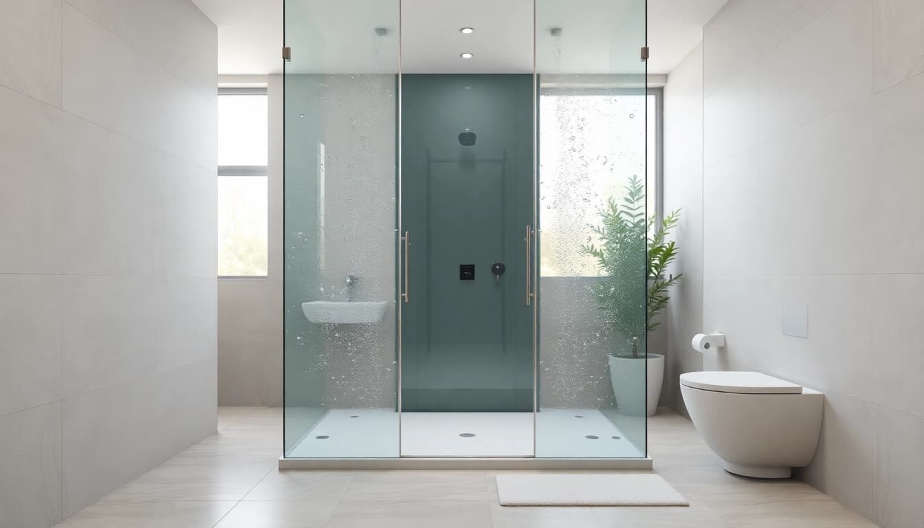 Die sonni Duschkabine in stilvollem Badezimmer mit eleganten Glasdetails.