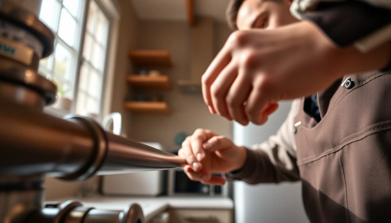 Gas fitter north shore performing repairs on gas piping in a cozy kitchen.