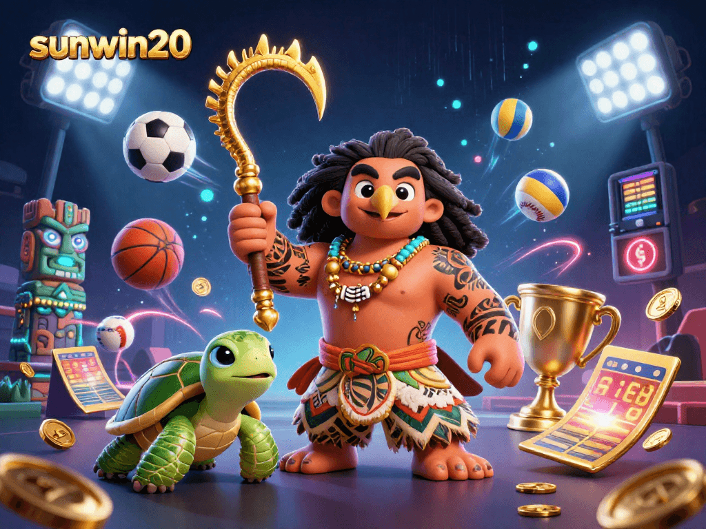 Join thrilling action with sunwin20 as a demigod hawk and turtle celebrate sports betting.