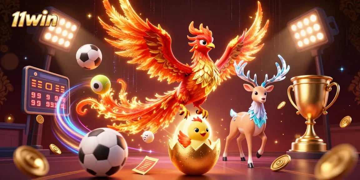 Win big with 11WIN as the phoenix rises alongside sports excitement and betting elements