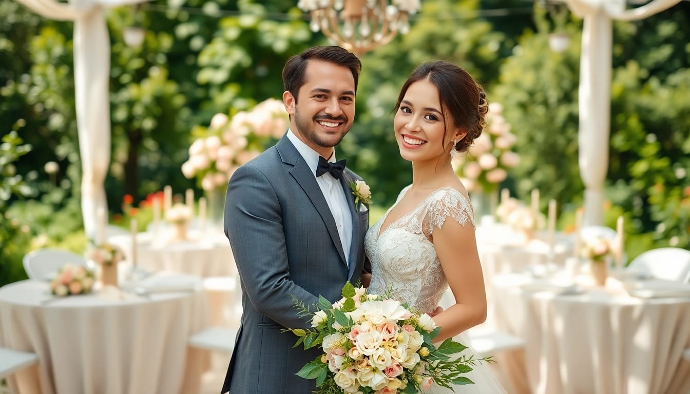 Celebrate your special day at the Best Wedding Venue Jacksonville, showcasing a joyful couple amidst beautiful decorations.