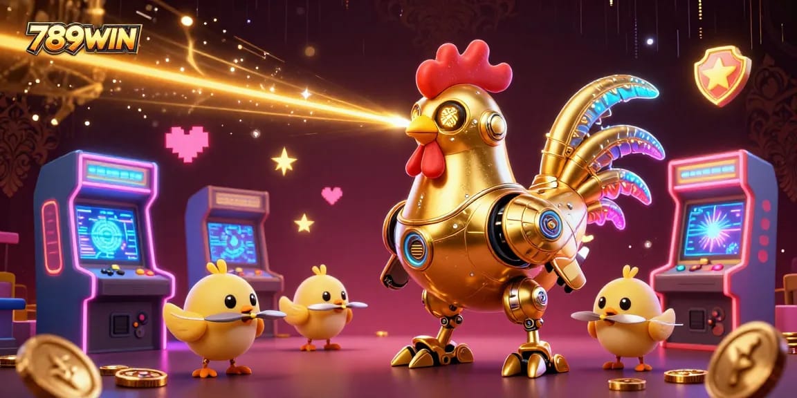 Experience thrilling gameplay with 789WIN, featuring dynamic 3D characters and vibrant casino elements in a captivating illustration.