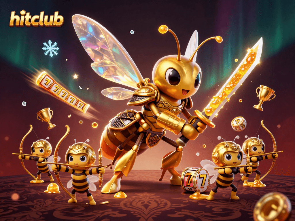 Hitclub showcases a vibrant 3D casino scene with samurai hornets engaging in rich gambling action.