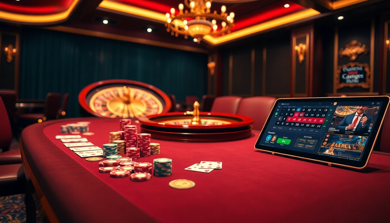 Engage in excitement at https://uk88.business/ with a vibrant casino scene featuring poker and roulette.