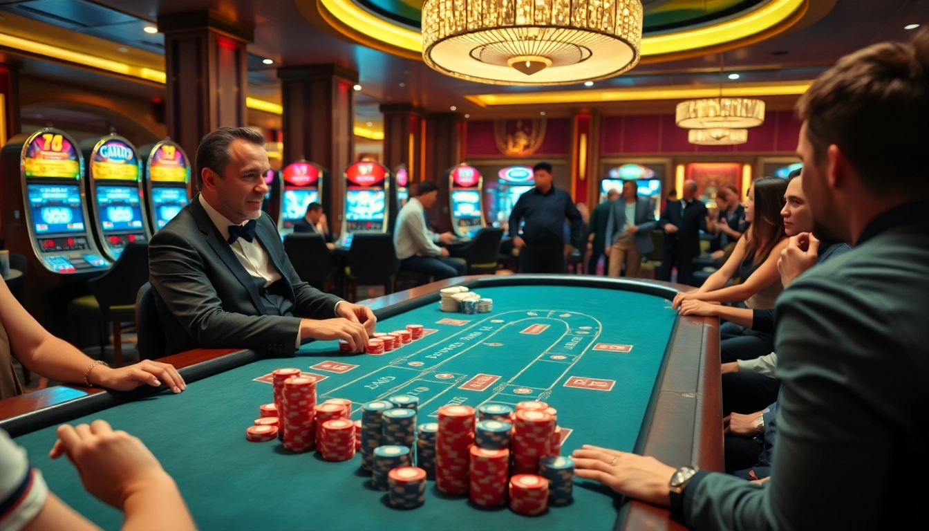 Players enjoy a thrilling game of blackjack at the casino, showcasing the vibrant atmosphere of s8.