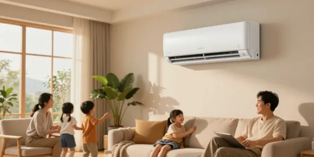 24000 BTU mini split air conditioner enhancing family comfort in modern living room