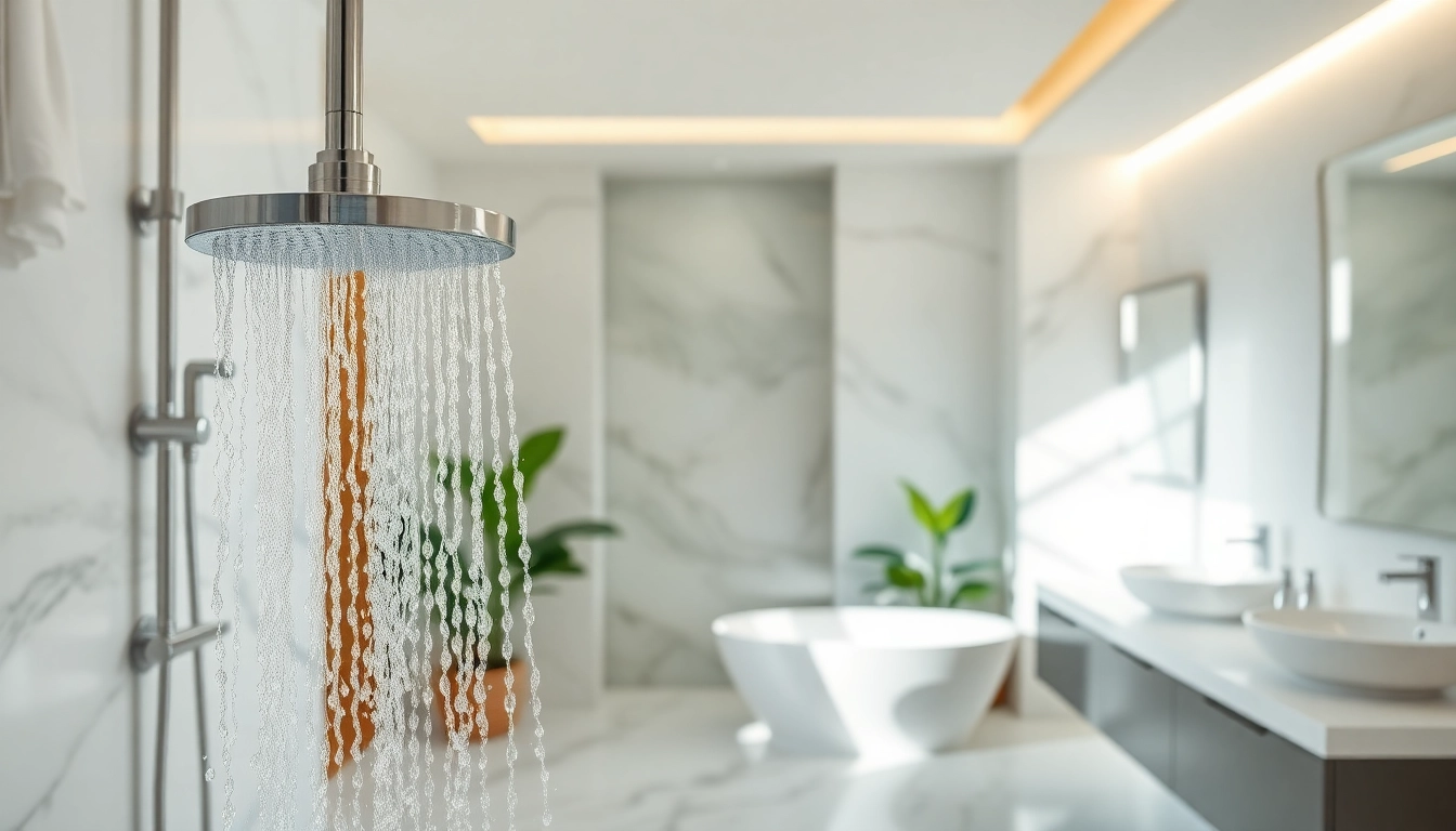 Transforming your bathroom with Sunny Shower USA Inc's luxury rain shower feature, promoting relaxation.
