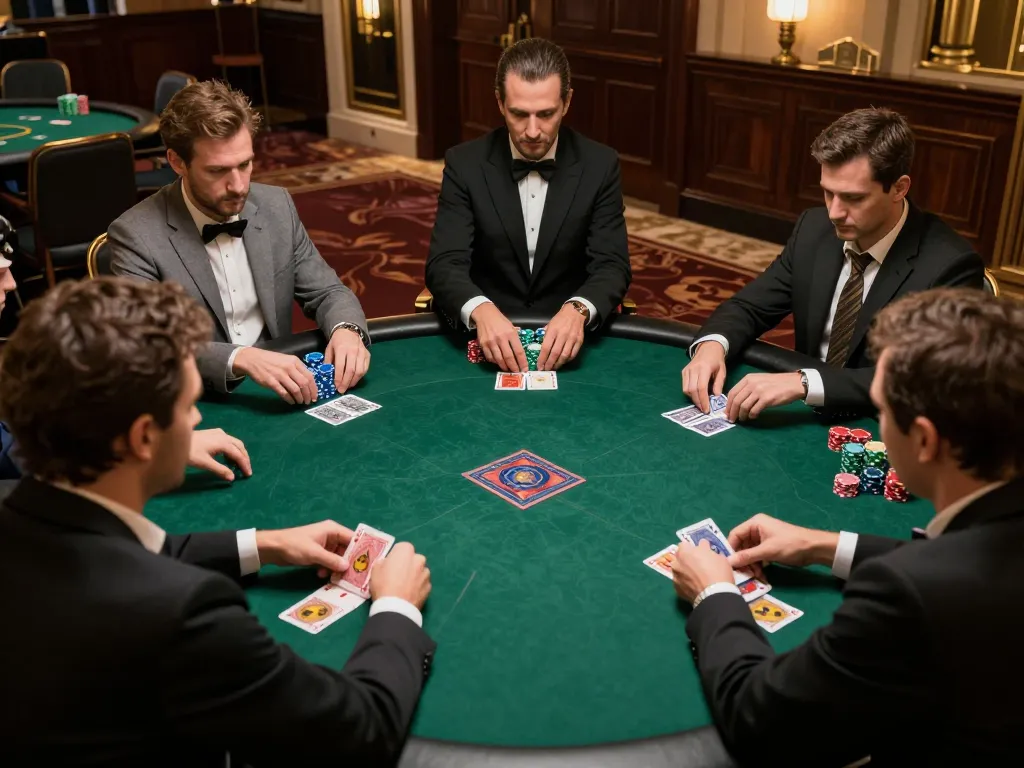 Sunwin high-stakes poker action with players strategizing over chips and cards