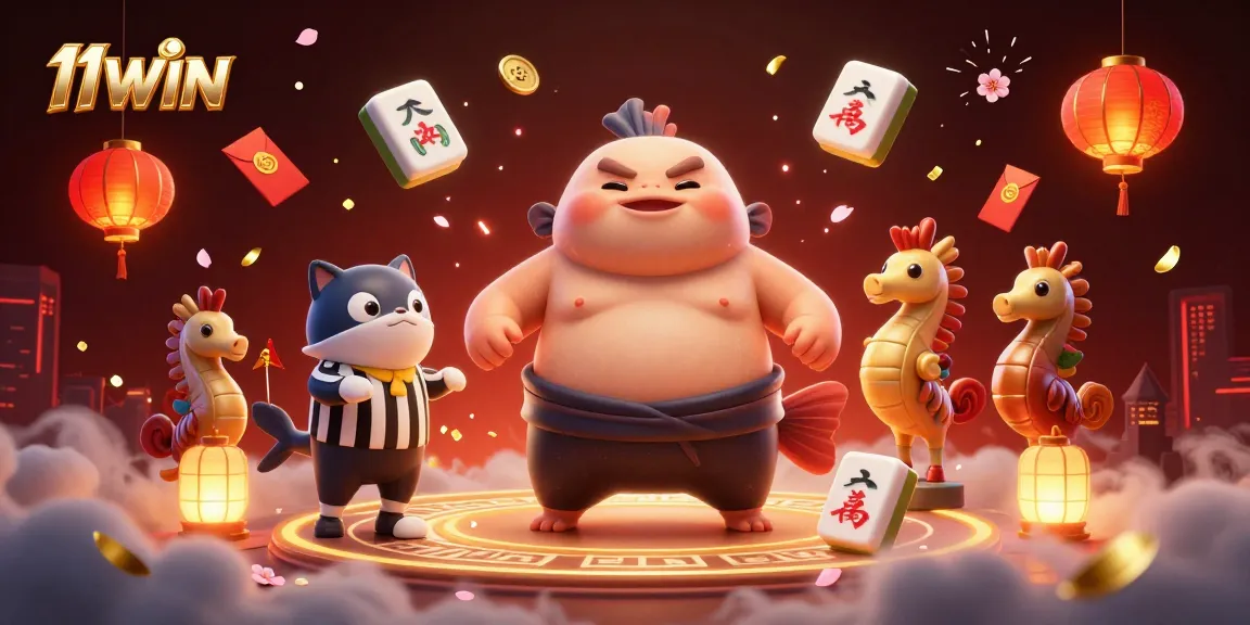 Celebrate wins with 11WIN featuring an underwater casino scene with vibrant characters and festive elements.