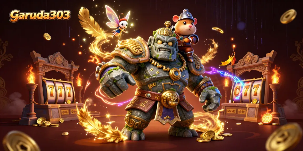 Experience the excitement of garuda303 casino with a vibrant 3D illustration of a magical showdown.
