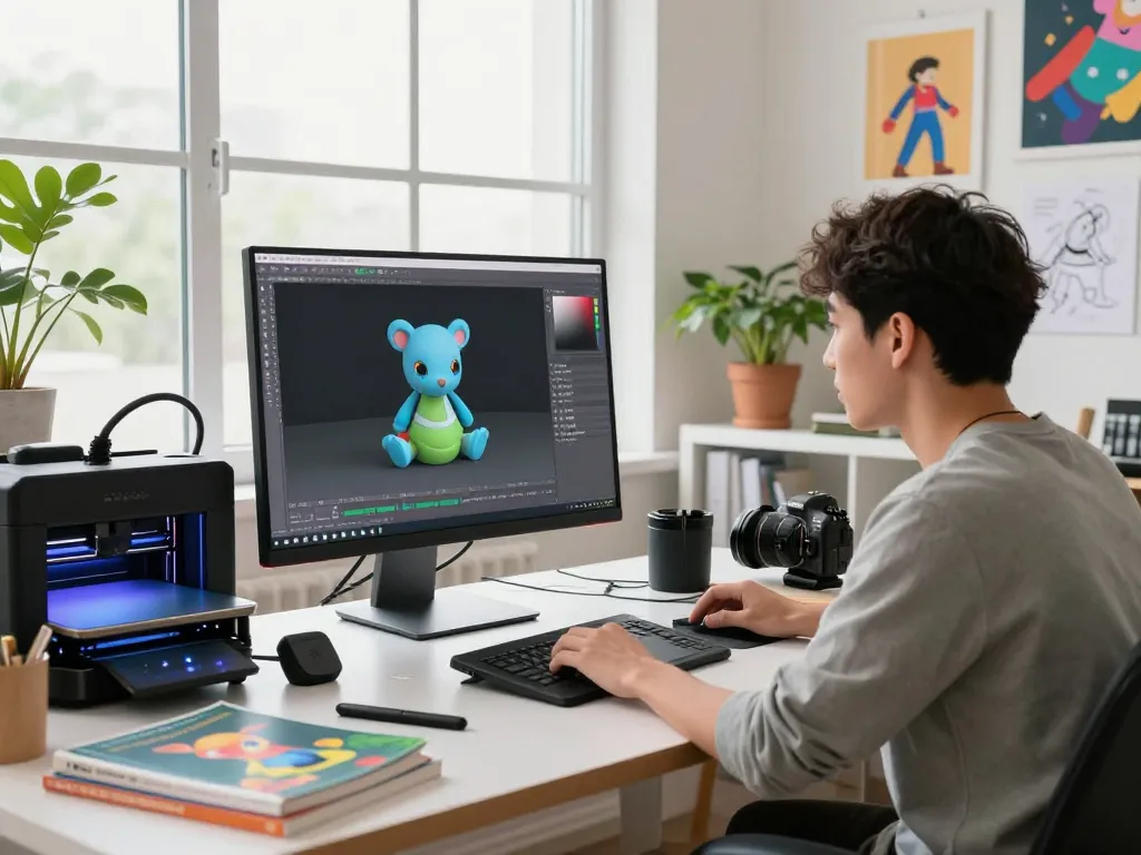Creating stunning 3D models from text to 3D in a vibrant design studio