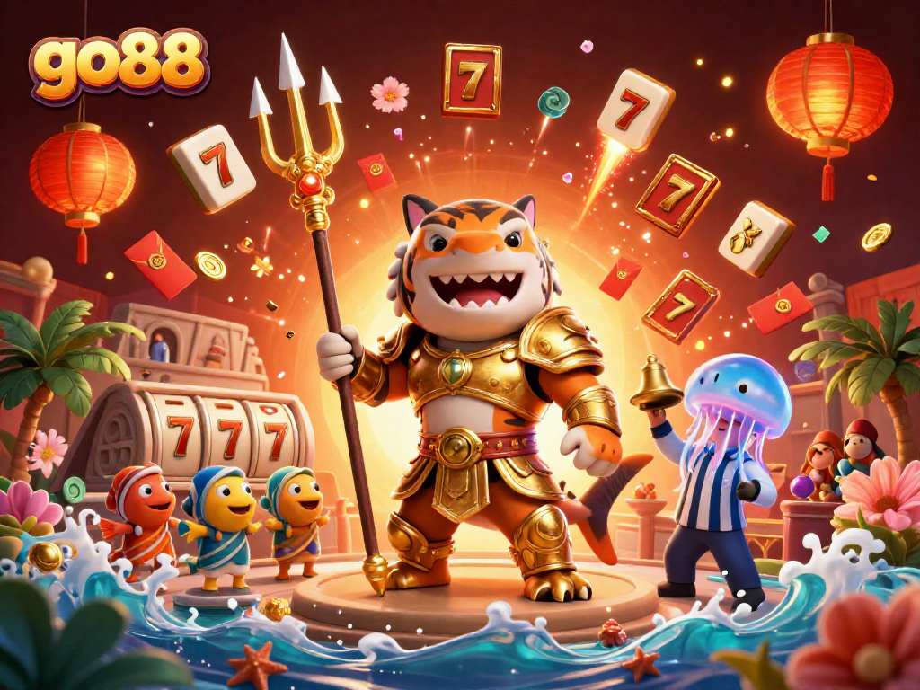 Experience thrilling action at go88 with a tiger shark championing slot games in an underwater colosseum.