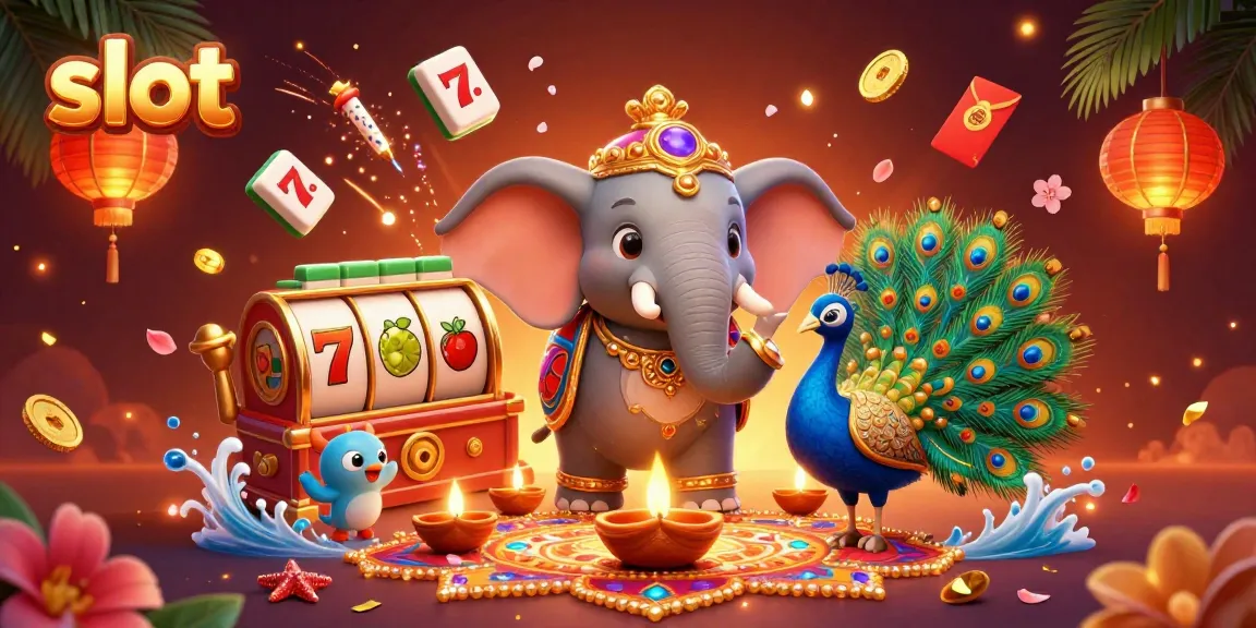 Spin slot reels with 3D cartoon elephants and vibrant casino elements showcasing exciting jackpots.