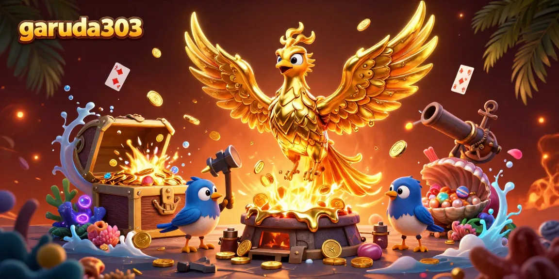 Experience the thrill of winning with garuda303 as golden coins appear from the phoenix's wings in this action-packed casino scene.