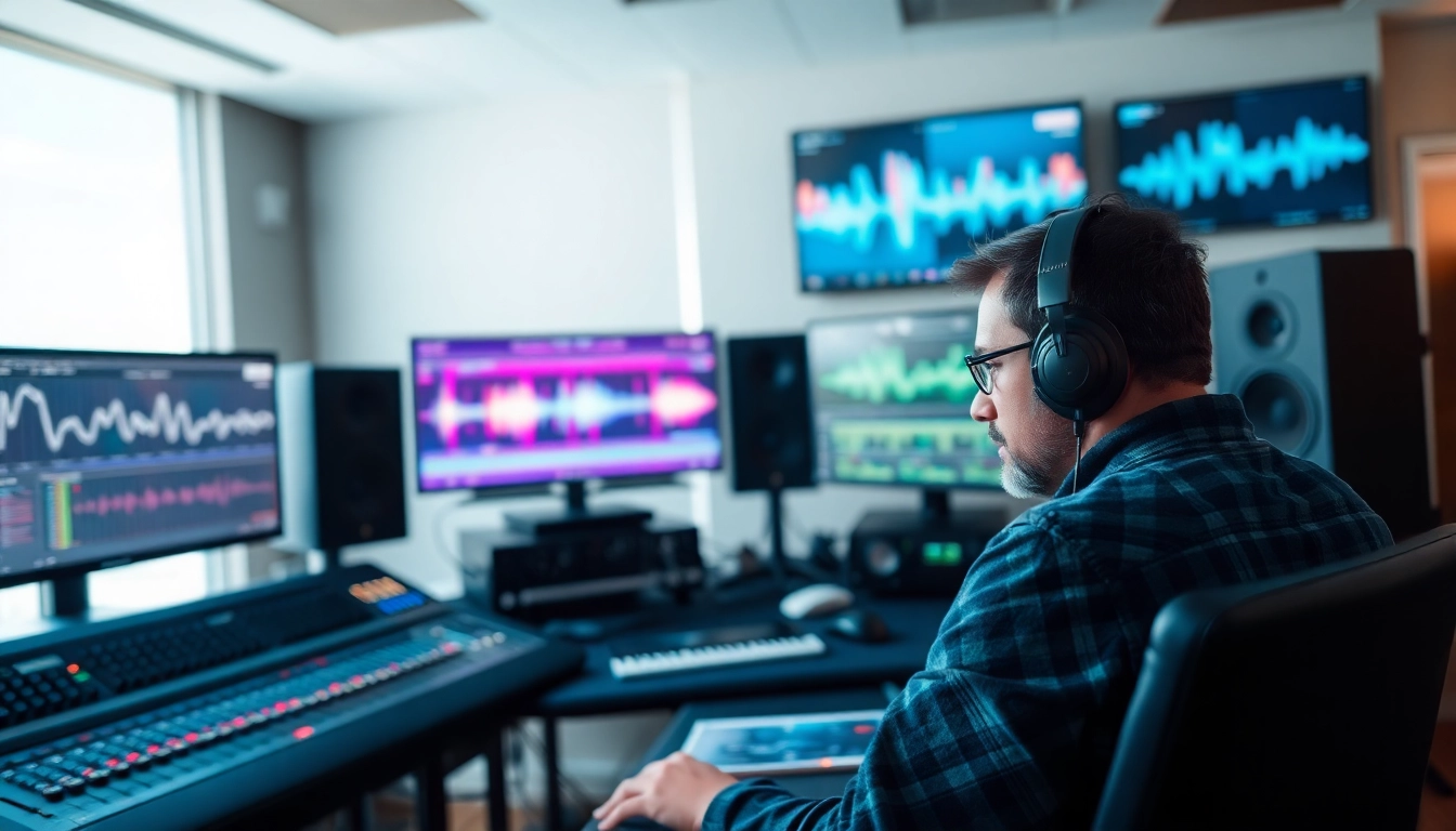 Experience online mastering with a focused audio engineer in a high-tech studio.