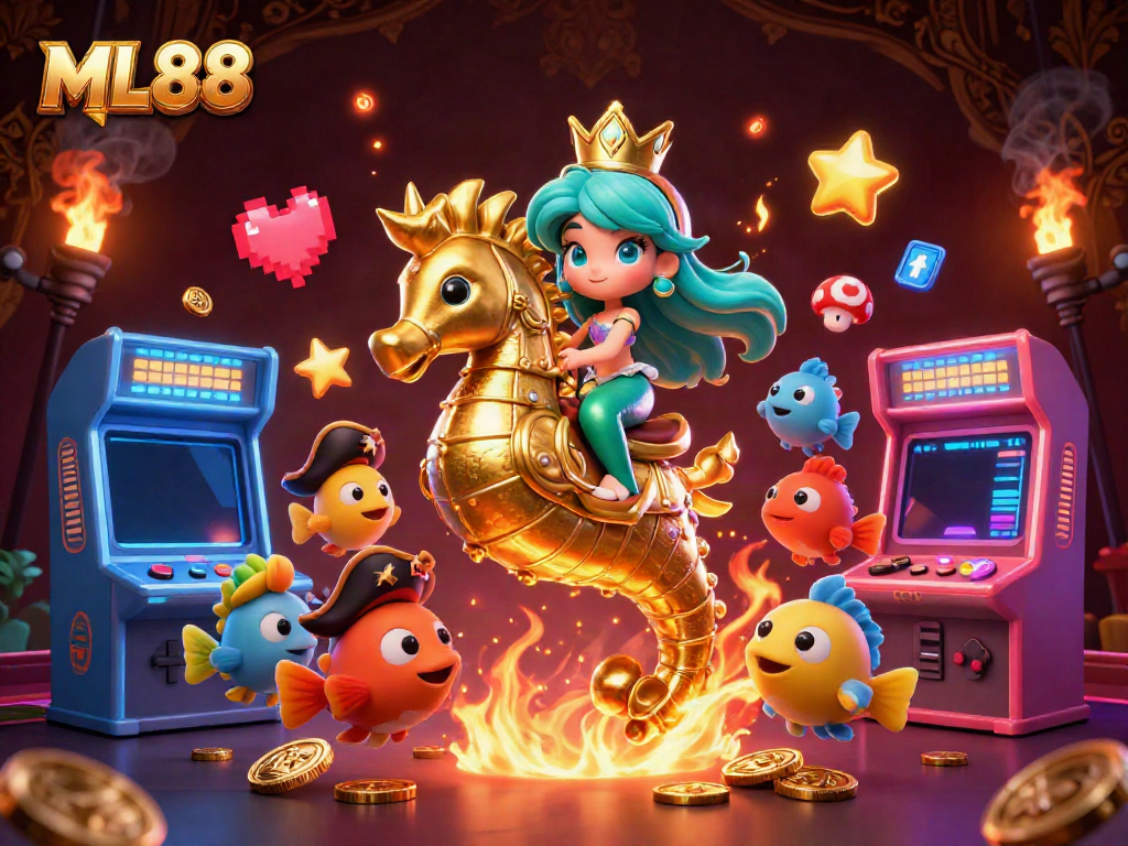 Join ML88 for thrilling casino experiences with vibrant 3D gaming elements in an engaging underwater scene.