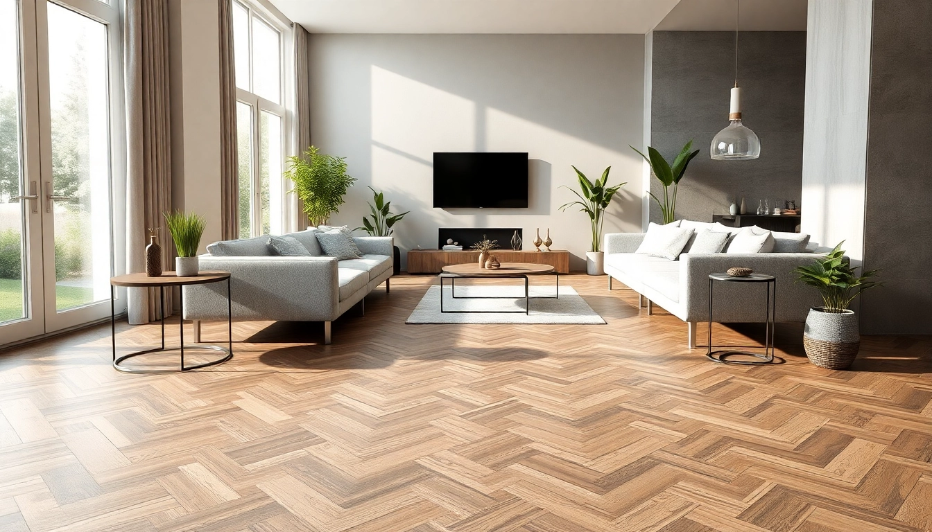 Stunning lvp floor installation in a bright modern living room with elegant decor.