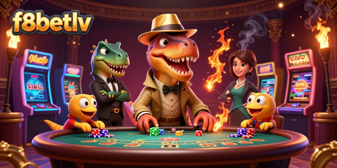 Experience the thrill of gaming with f8betlv's colorful casino scene featuring unique characters.