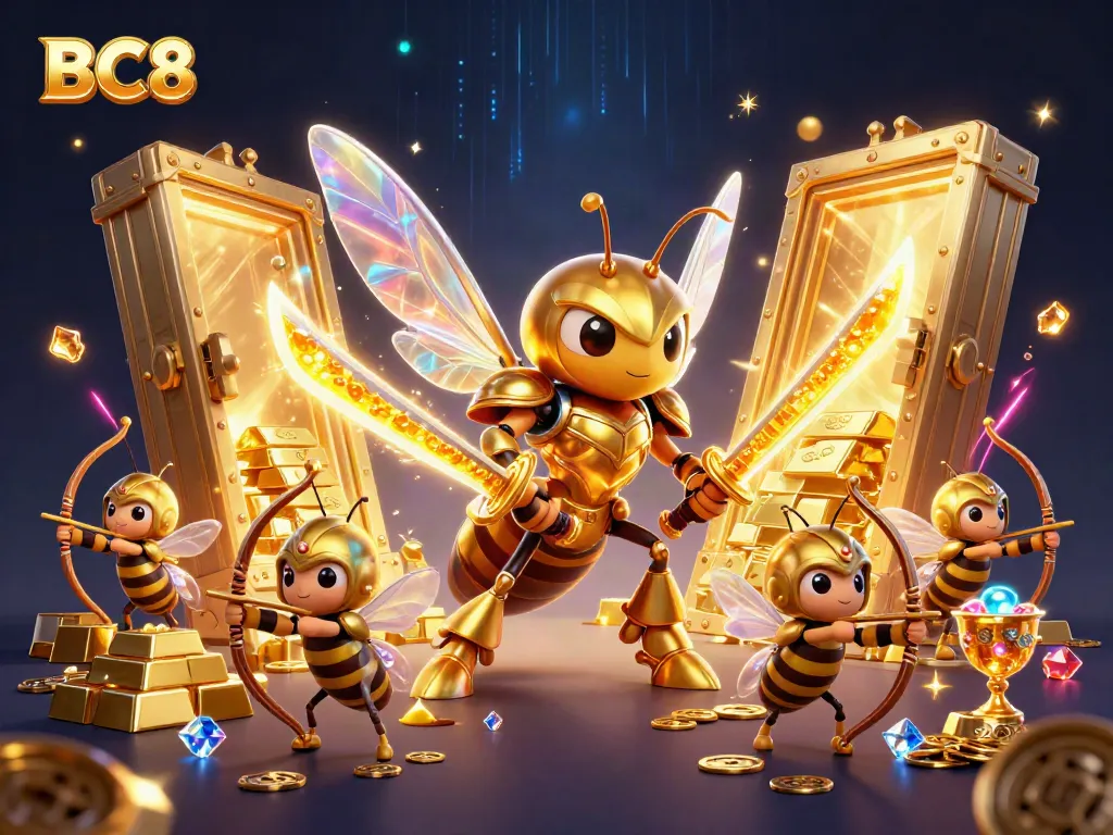 Experience exciting gameplay at BC8 with vibrant visuals of 3D characters and treasures unfolding.