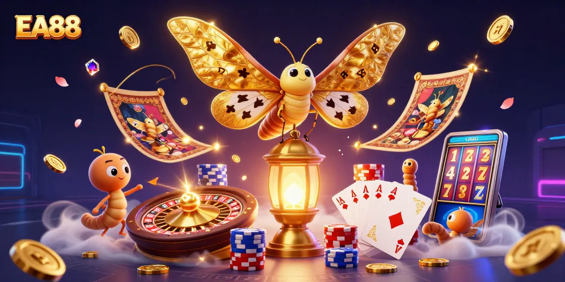 Experience the thrill of EA88 with a vibrant casino-themed digital illustration.