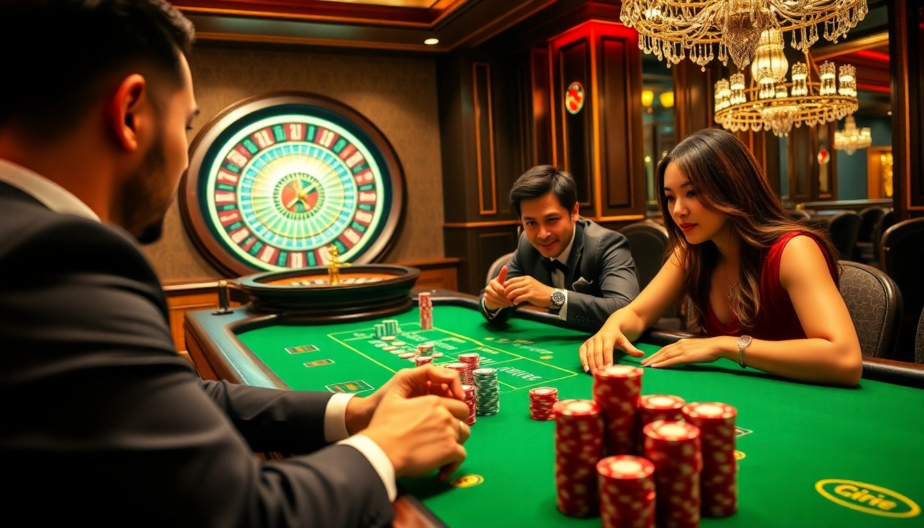 Players sharing excitement at a luxurious casino table showcasing dynamic action at https://kjc.uk.com/.
