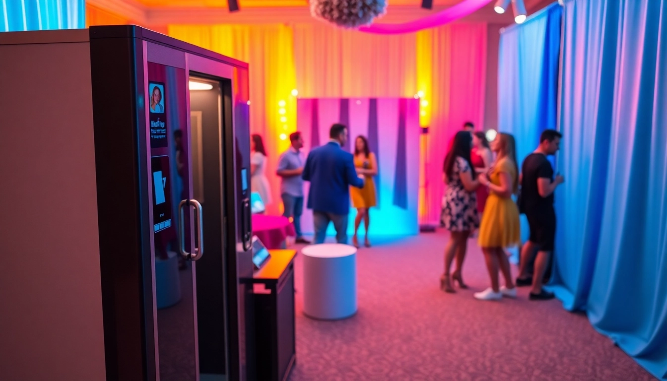 Capture joyful moments with a colorful photo booth rental setup at a vibrant event.