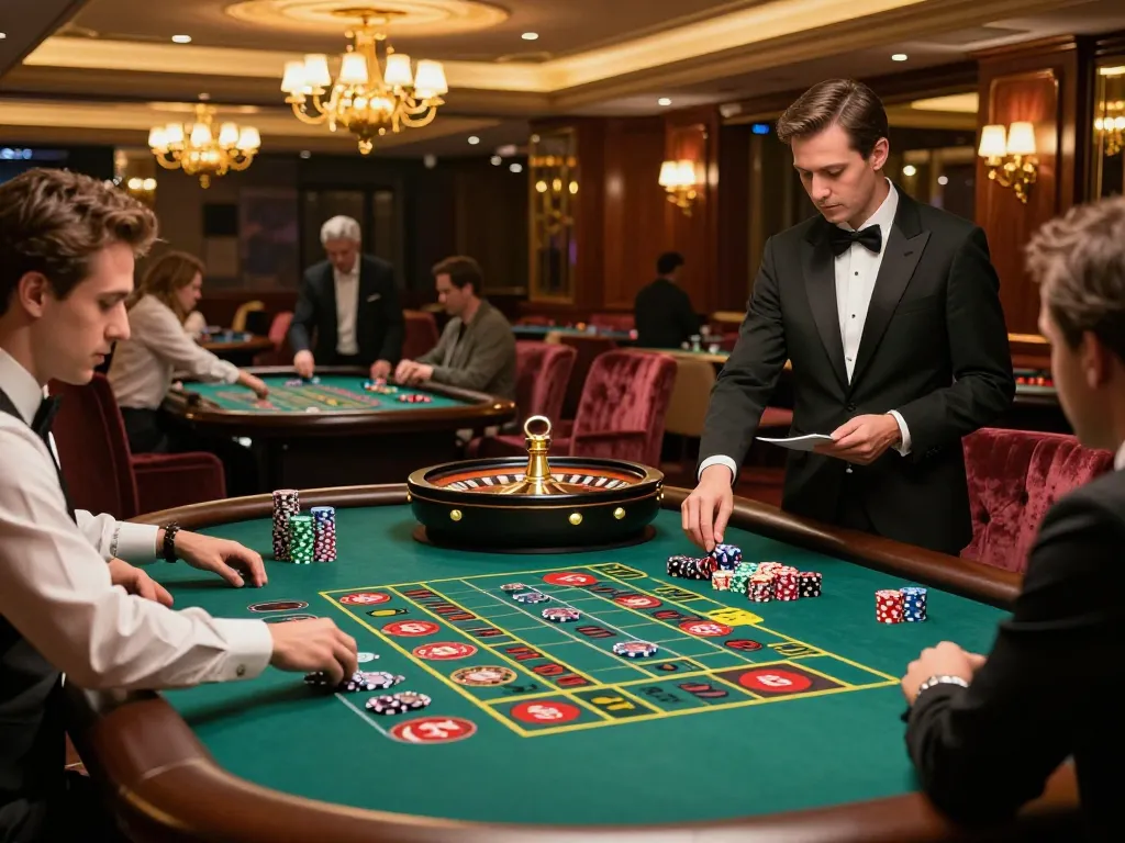 WALA88 players engaging in high-stakes roulette game at a luxurious casino venue.
