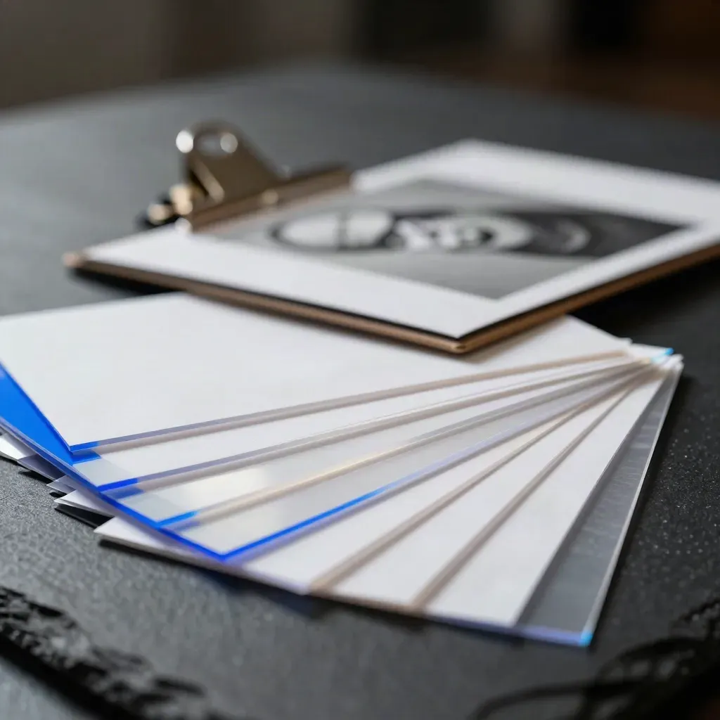 Editors Markup Kit tabs and blank strips scattering on a dark slate surface.