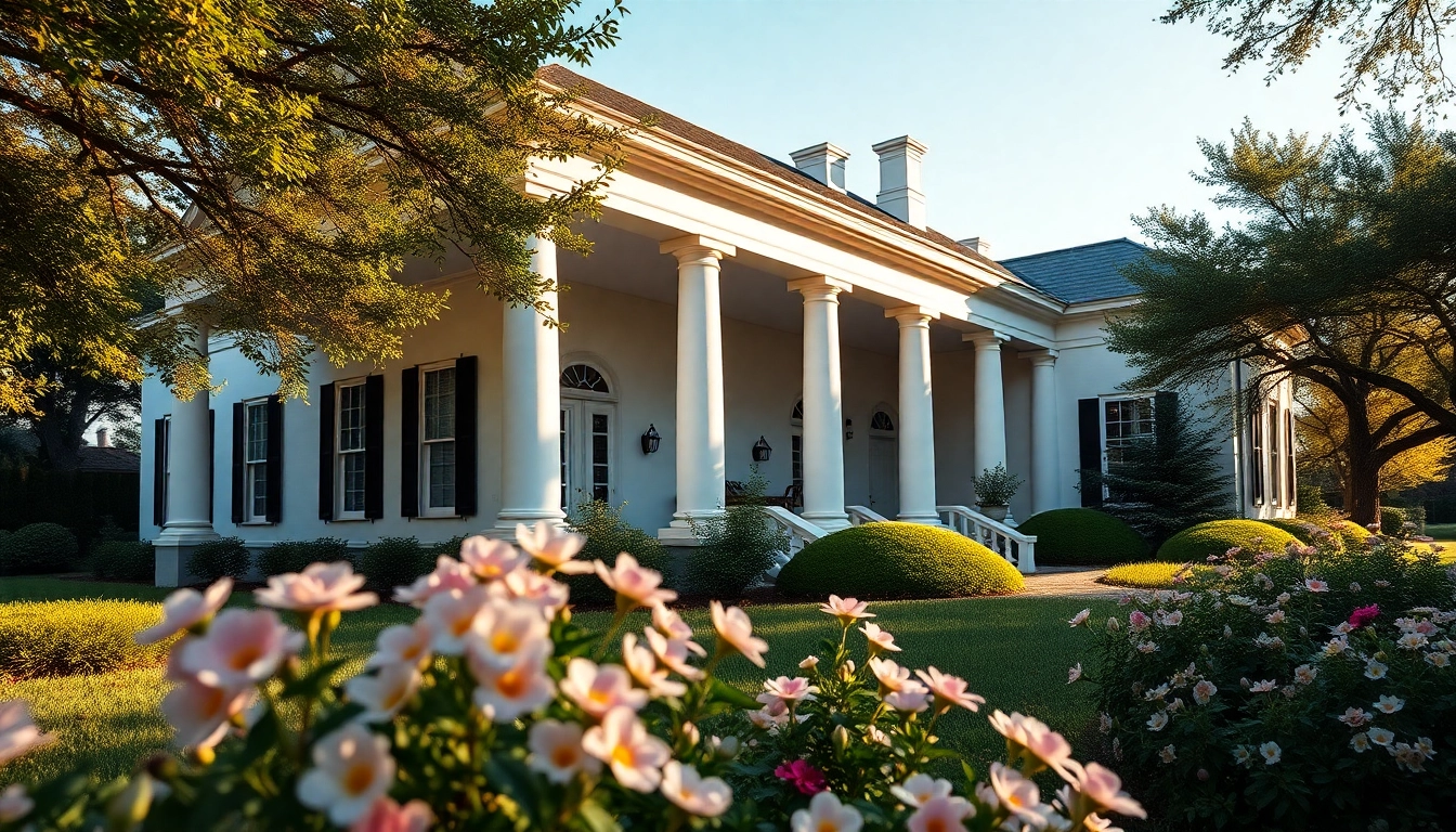 Colonial home renovation highlighting classic architecture and blooming gardens.