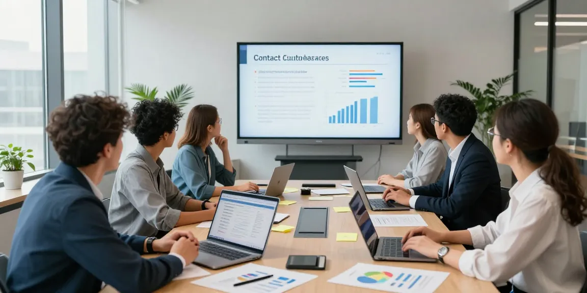 Contact center outsourcing team brainstorming in a modern office, showcasing collaboration and strategy.