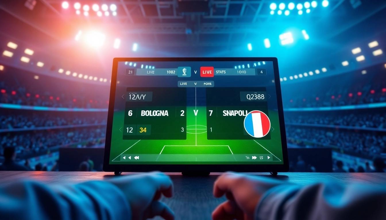 Live online betting interface at QQ88 showcasing Bologna vs Napoli with dynamic stats.