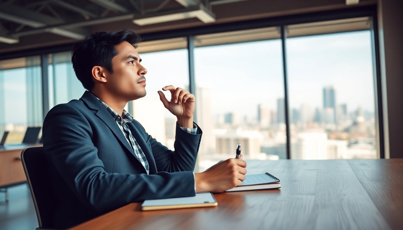 Visualizing an ideal career with a focused professional in a modern office.