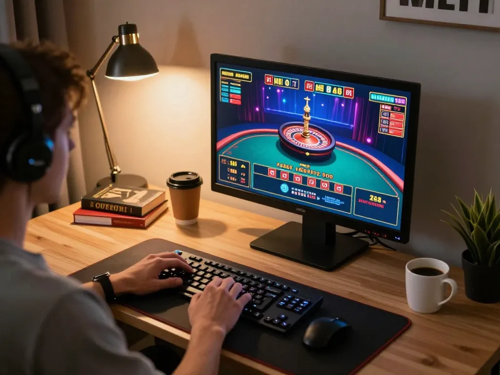 Engaging online gaming with lucky88s laptop interface featuring live dealer roulette action