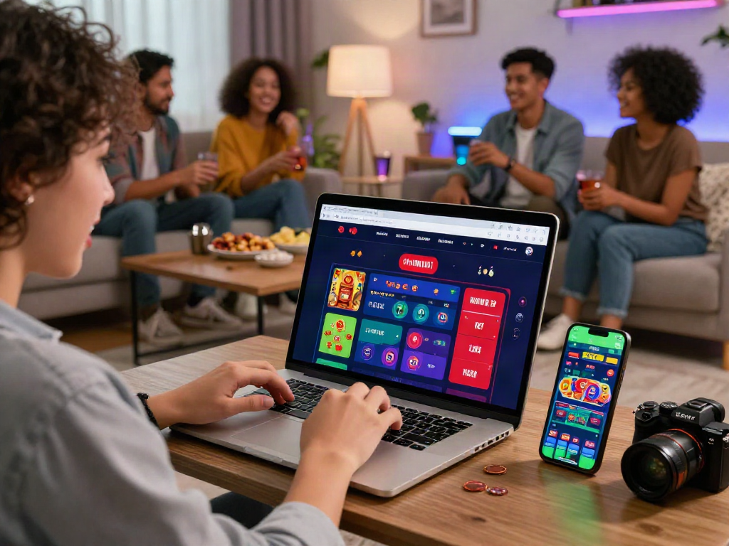 Dynamic online gambling experience featuring Link M88 on a modern laptop with engaging user interface.