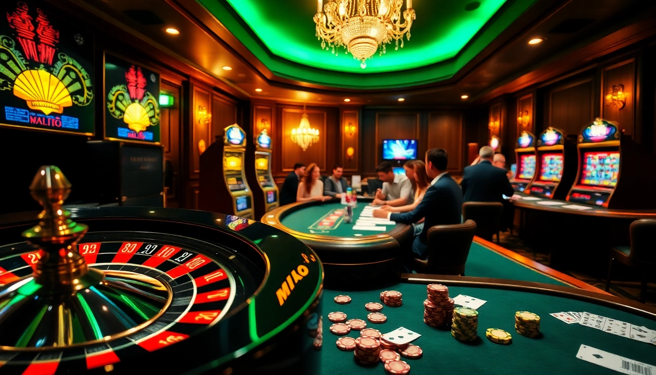 Join the action in the hit club as players strategize with poker chips and roulette wheels.