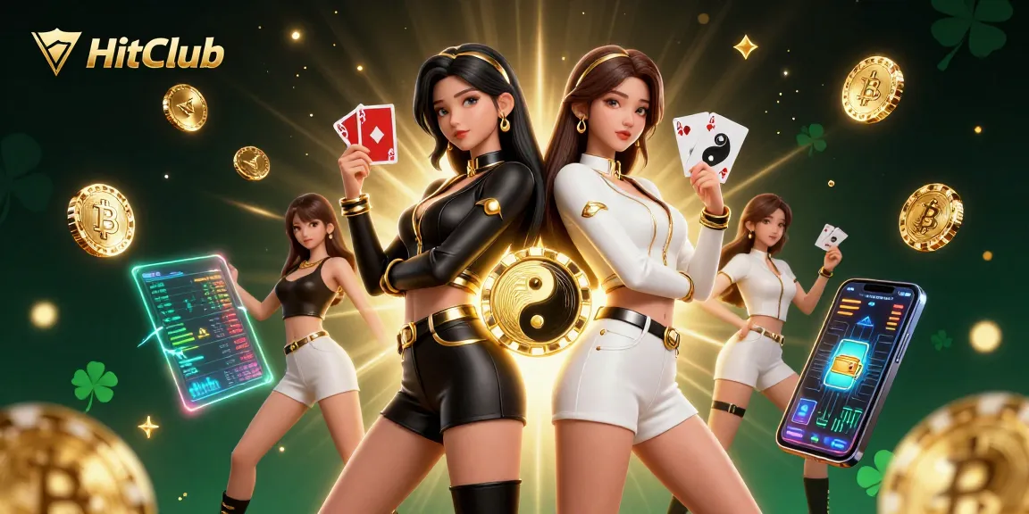 Experience exciting gameplay at HitClub with Asian duo showcasing powerful card action and vibrant elements.