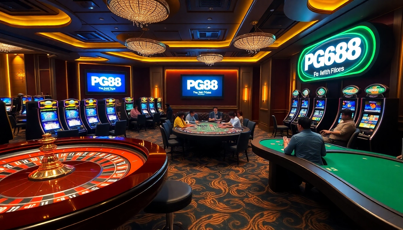 Experience the thrill of PG88 Casino with vibrant roulette and blackjack tables.