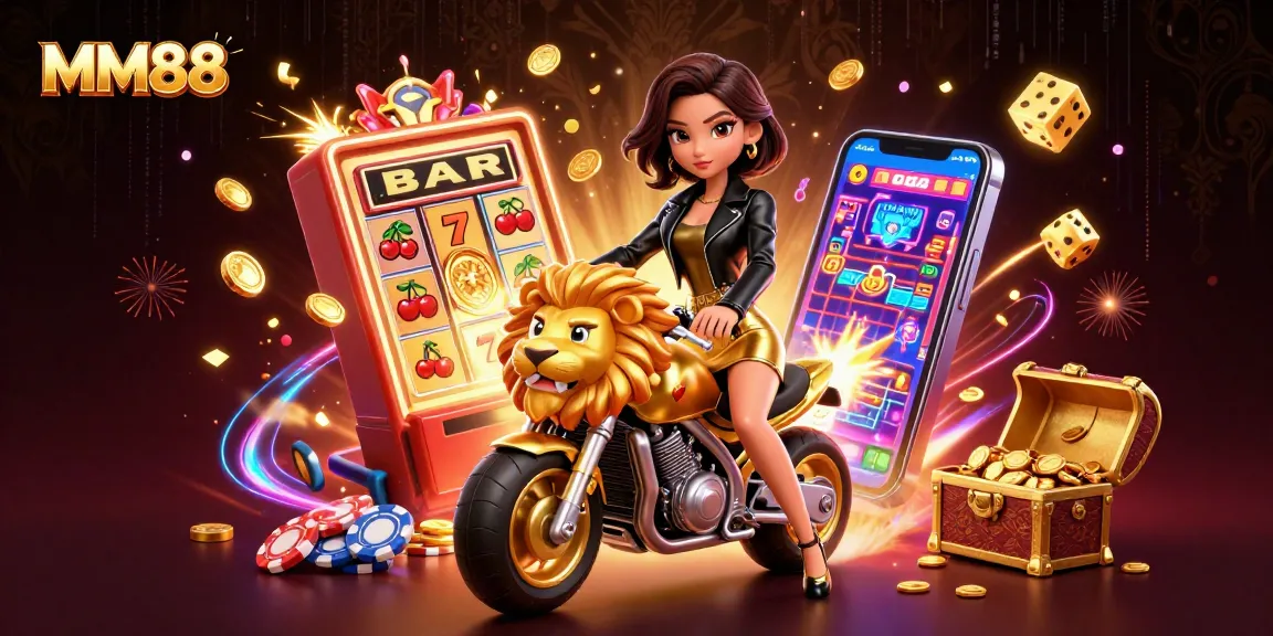 Engage with exciting MM88 casino adventures, featuring a glamorous woman and jackpot elements.