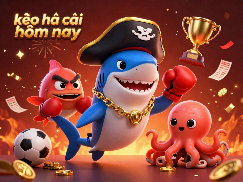 Win big with kèo nhà cái hôm nay in this vibrant sports betting scene, showcasing trophy and betting slips.