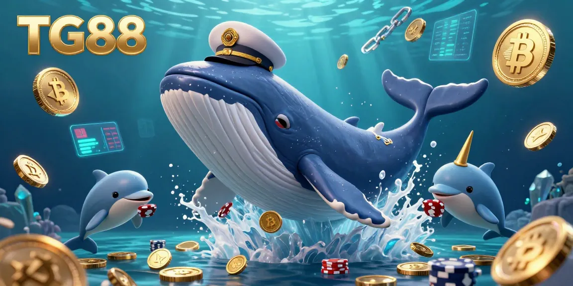 TG88 engages players with thrilling underwater casino action featuring a cartoon whale, narwhal, and dolphins.