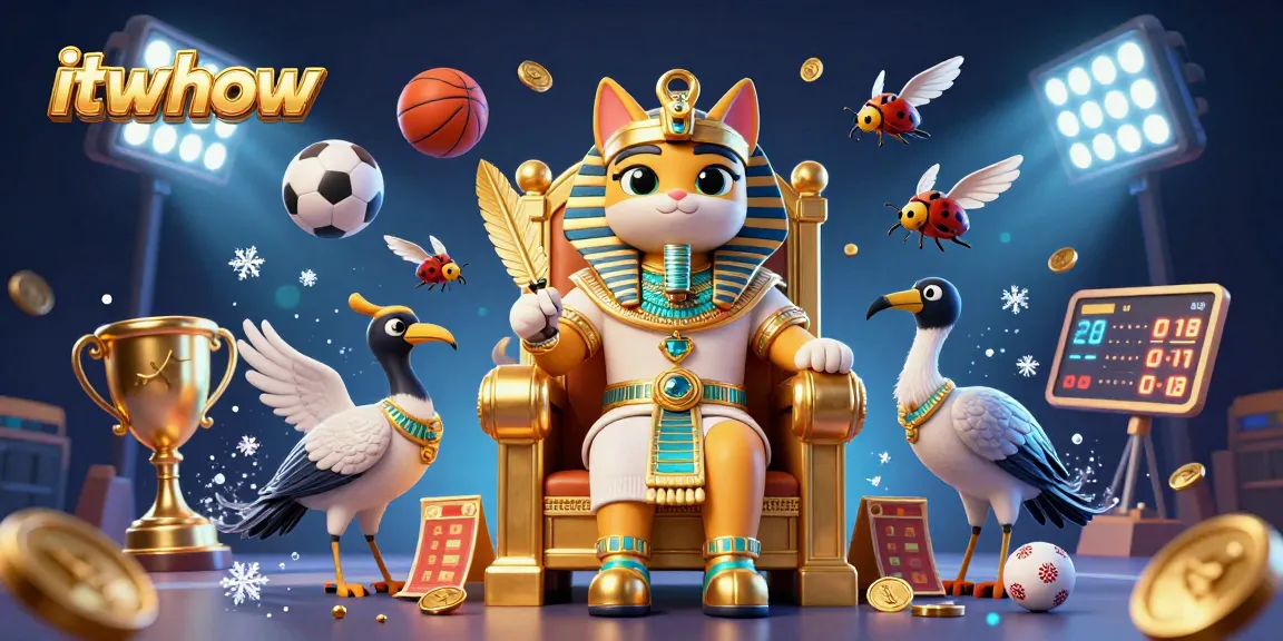 Engage with the exciting world of itwshow showcasing dynamic Egyptian themes and sports elements in a vibrant casino illustration.