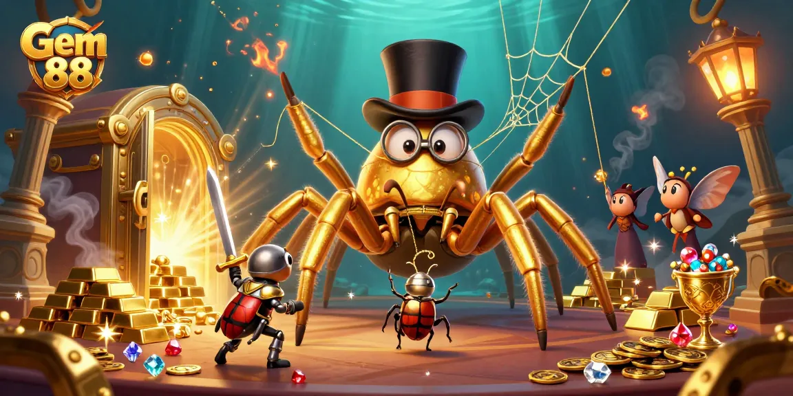 Experience winning excitement at Gem 88 with a vibrant 3D casino adventure illustration.