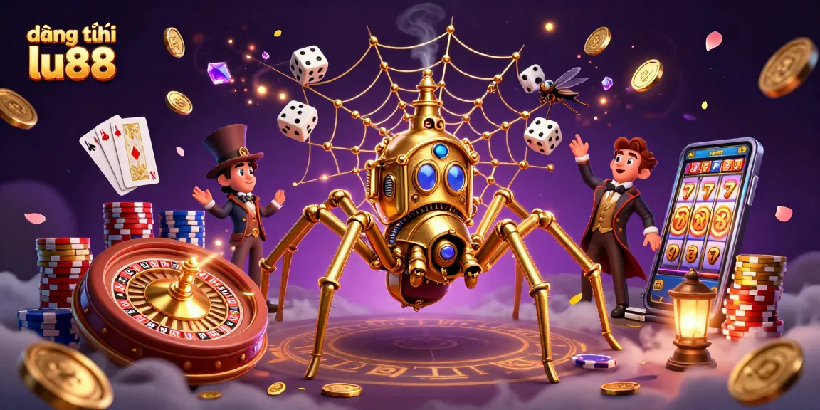 Win big at đăng ký lu88 with a steampunk-inspired casino scene full of gold coins and games.
