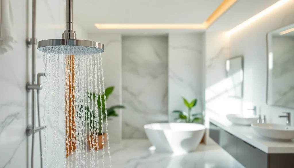 Transforming your bathroom with Sunny Shower USA Inc's luxury rain shower feature, promoting relaxation.