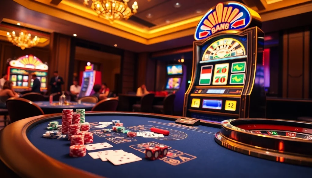 Gambling scene with poker chips and cards showcasing da88, inviting excitement and strategy.