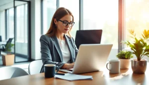 Complete the uk eta online application in a modern office setting with natural light.