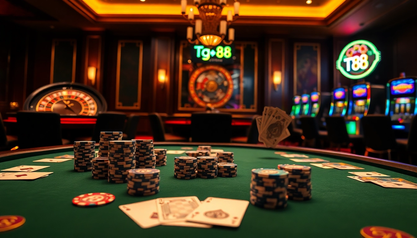 High-stakes poker action at a luxurious casino featuring tg 88 themed elements.