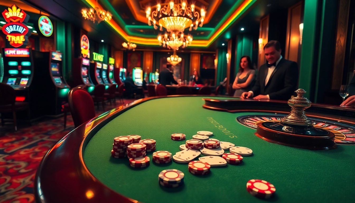 Exciting gambling scene showcasing f8 bet with upscale casino games and vibrant slot machines.