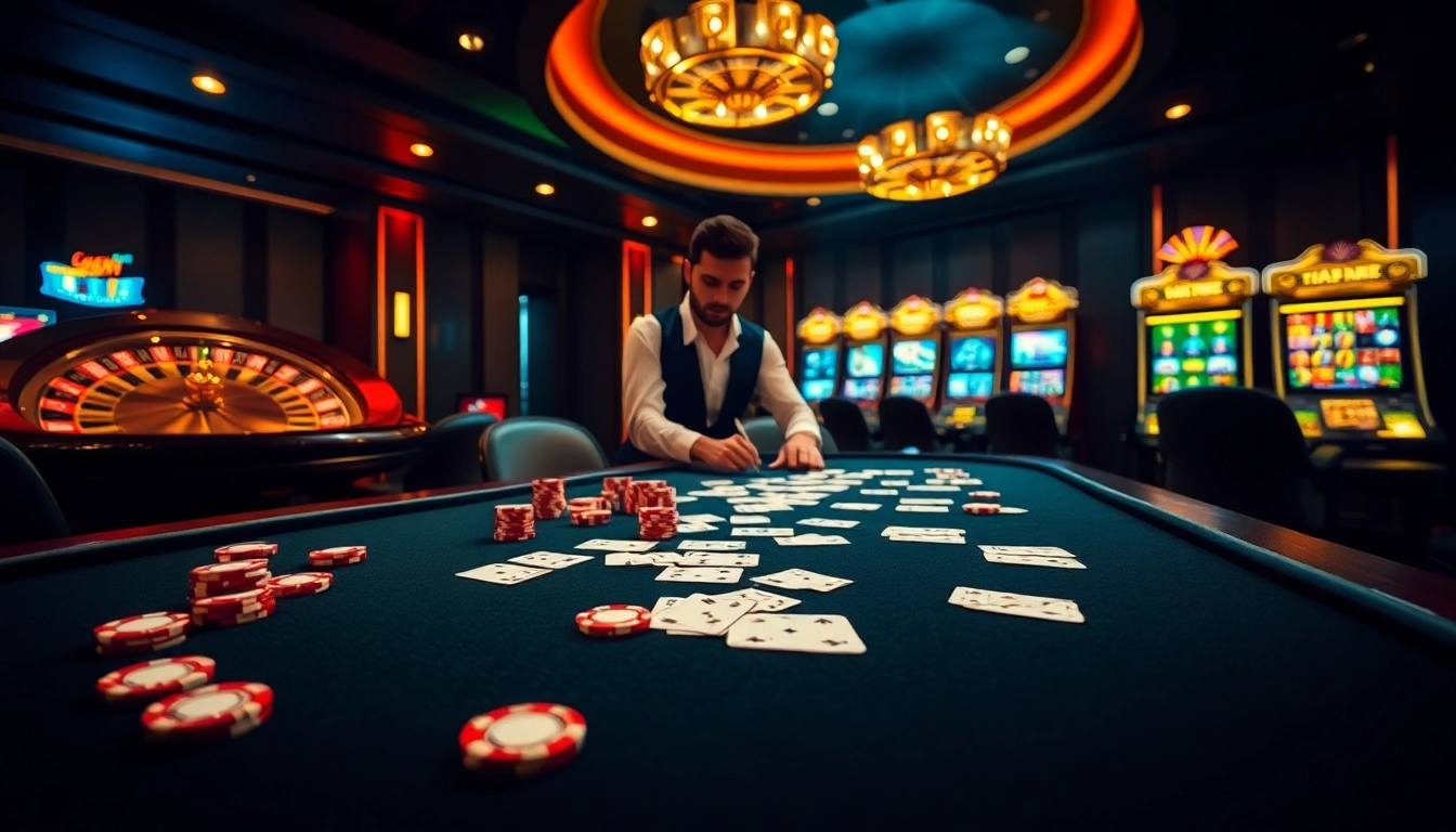 Engage with thrilling gambling at https://s8hn.com/ featuring a stylish poker table and vibrant casino atmosphere.